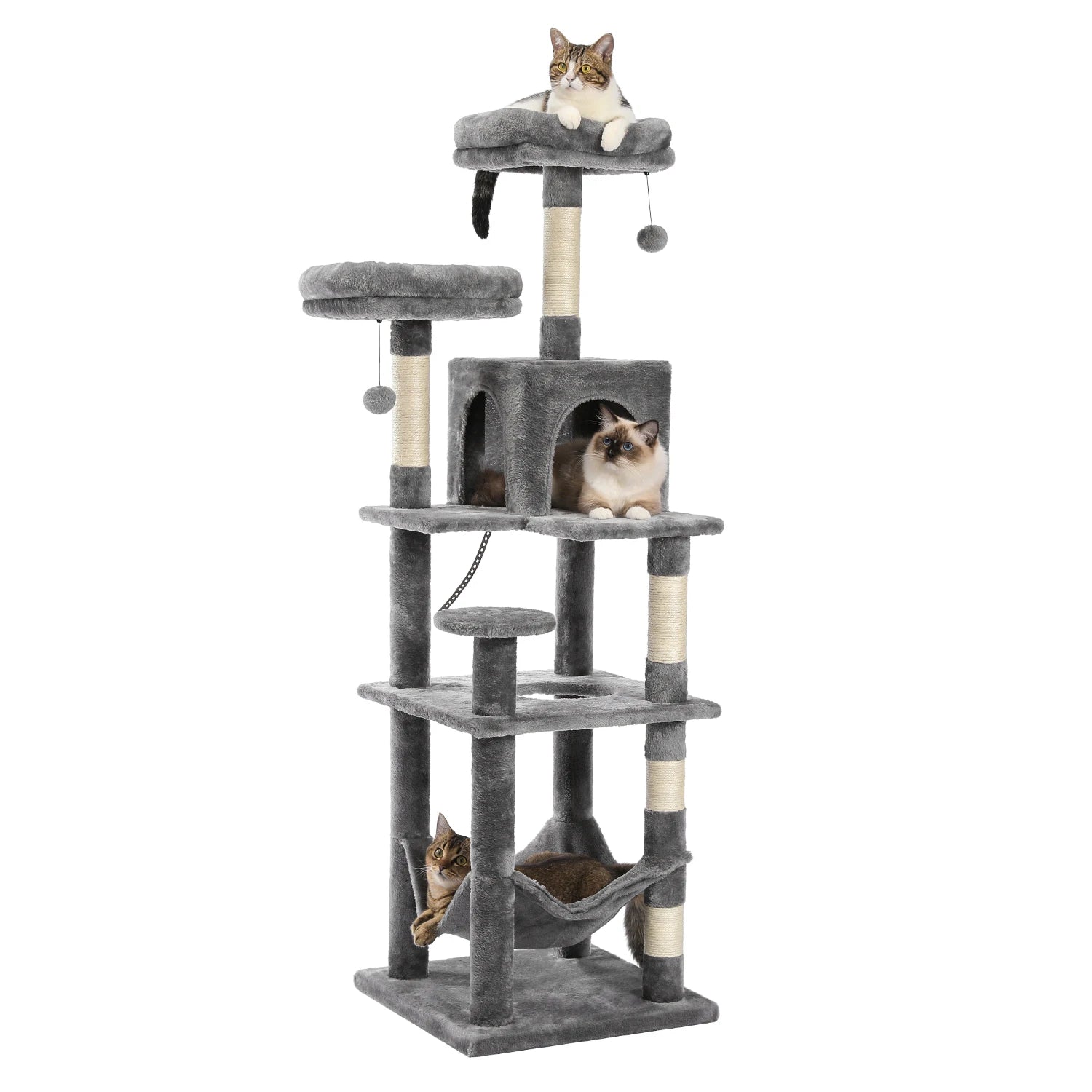 175cm Large Cat Tree Tower 🐱✨ | Multiple Cubbies + Hanging Toys (9 Color Options)