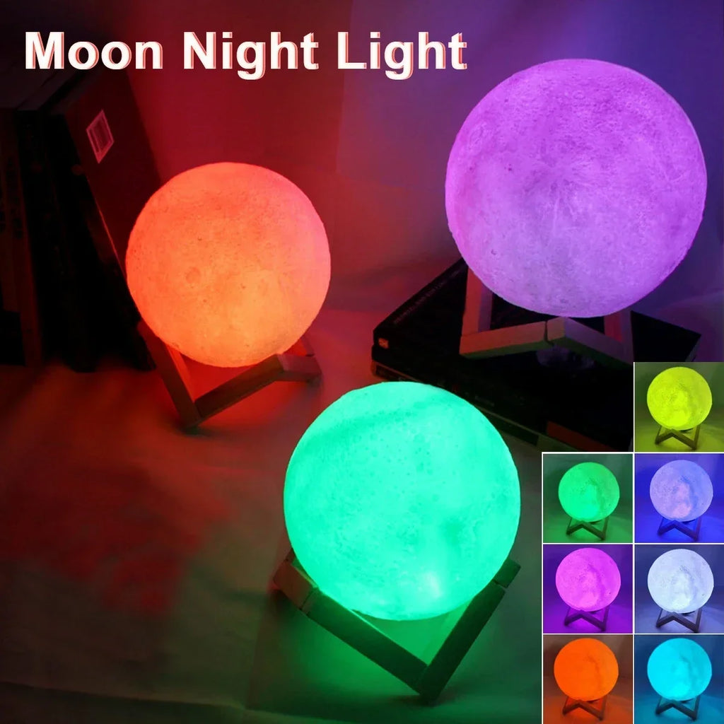 8cm Mini Moon Lamp 🌙✨ | LED Night Light (Yellow / Color / White) Gift Idea 🎁
