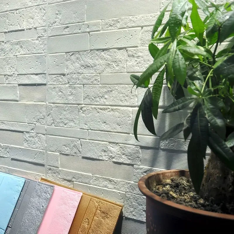 3D Waterproof Peel & Stick Wall Tiles 🤍🧱 | White Brick (35×35cm)