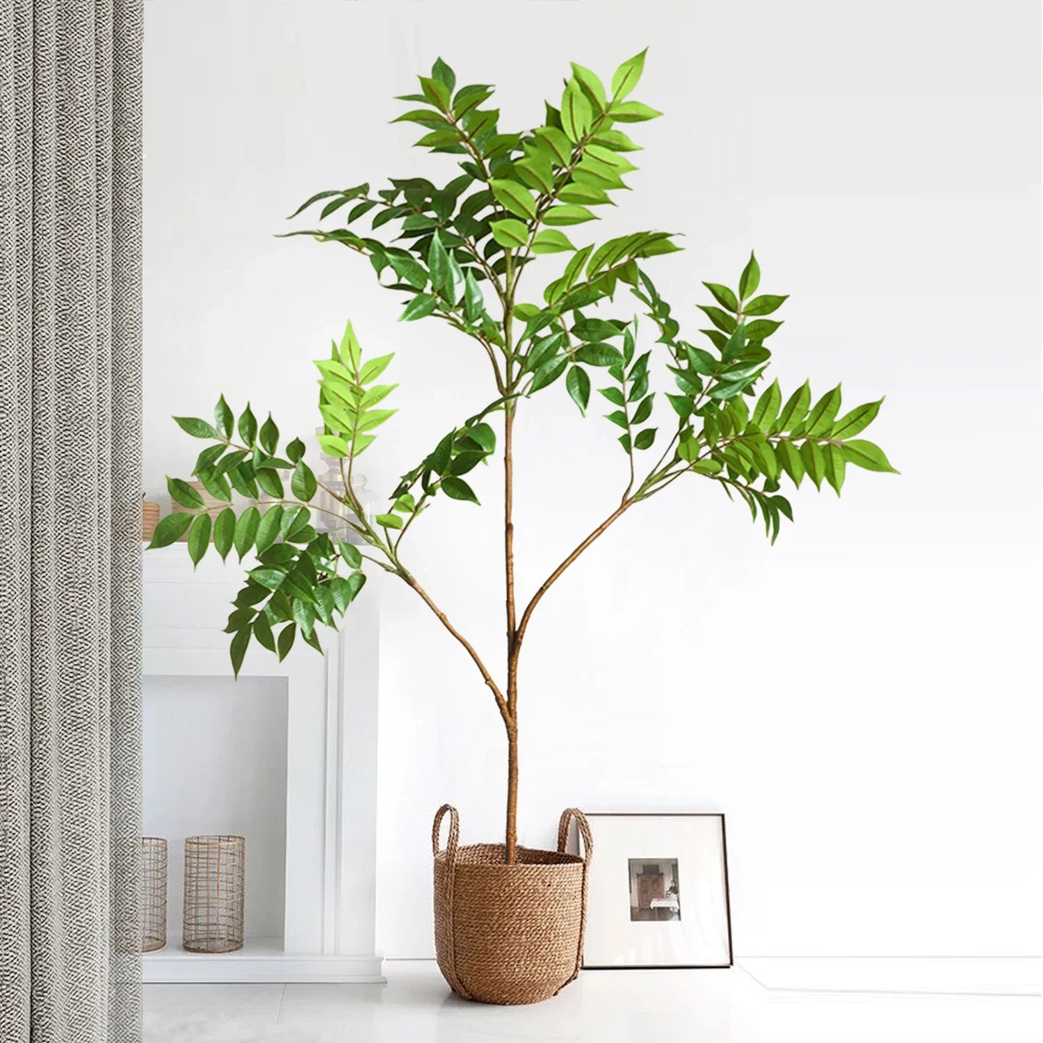 Artificial Fiddle Leaf Fig Plant 🌿✨ | 120cm Faux Ficus for Balcony/Garden