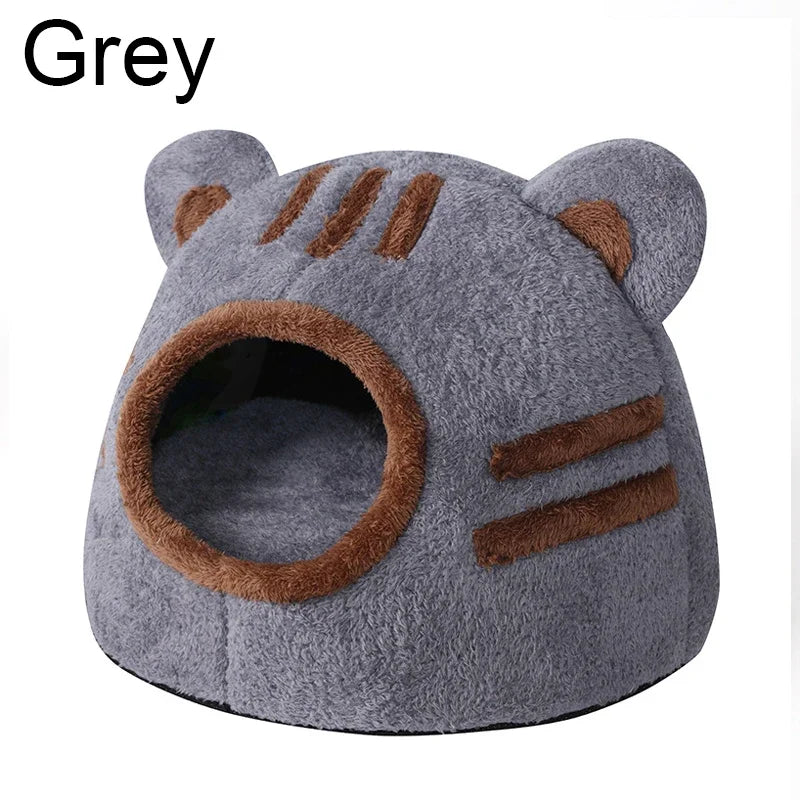 Teddy Ear Pet Nest Bed 🧸🐾✨ | Cozy Cat Cave (S/L, Grey/Brown)