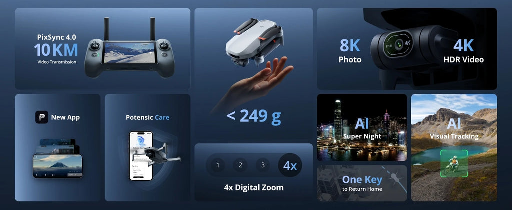 🚁 Original Atom 2 Drone – 4K Video, 8K Photos, 10km Range, Smart Eye Tracking