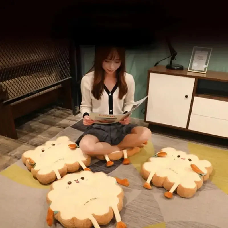 Cute Toast Seat Cushions 🍞😍 | Chair Pad Set (Happy / Angry Faces)