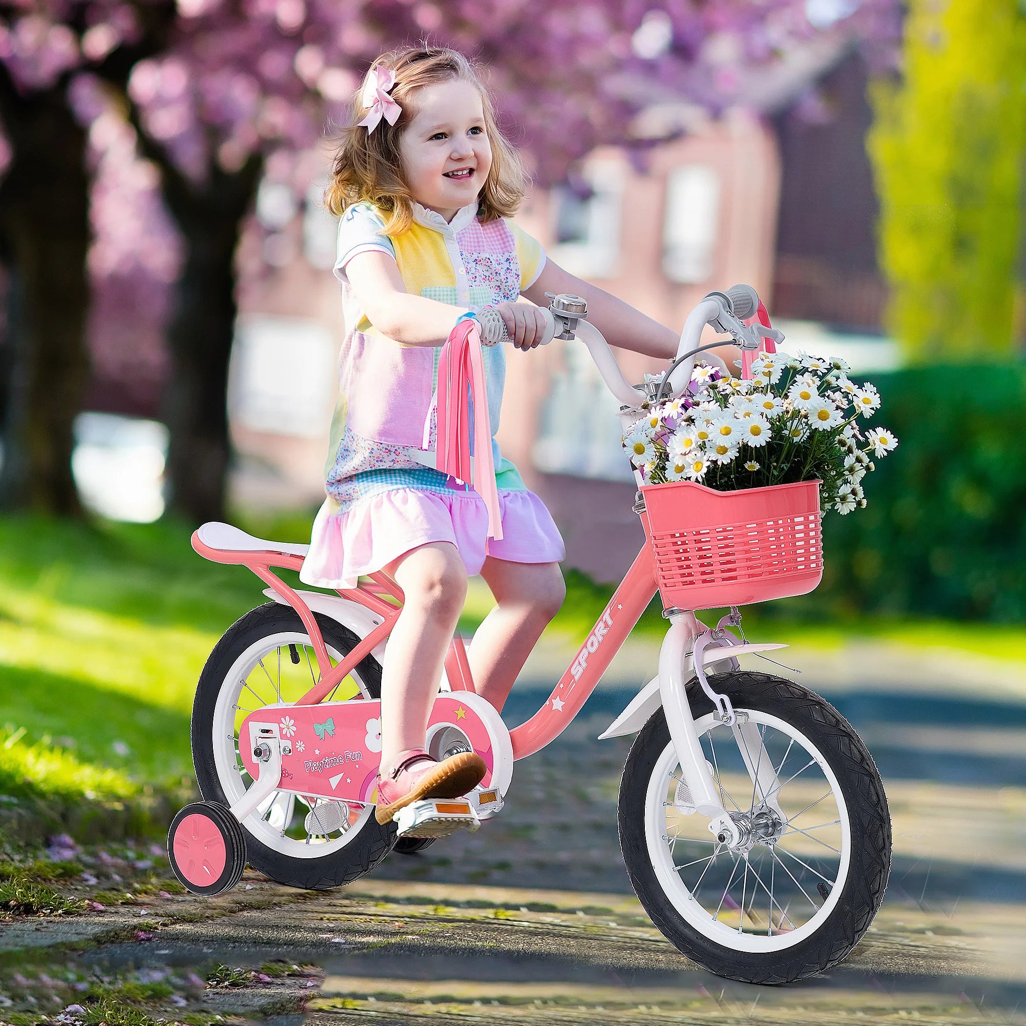 🚲💗 Girls Bike 12” – Cute Pink Bicycle with Front Basket & Handlebar Streamers