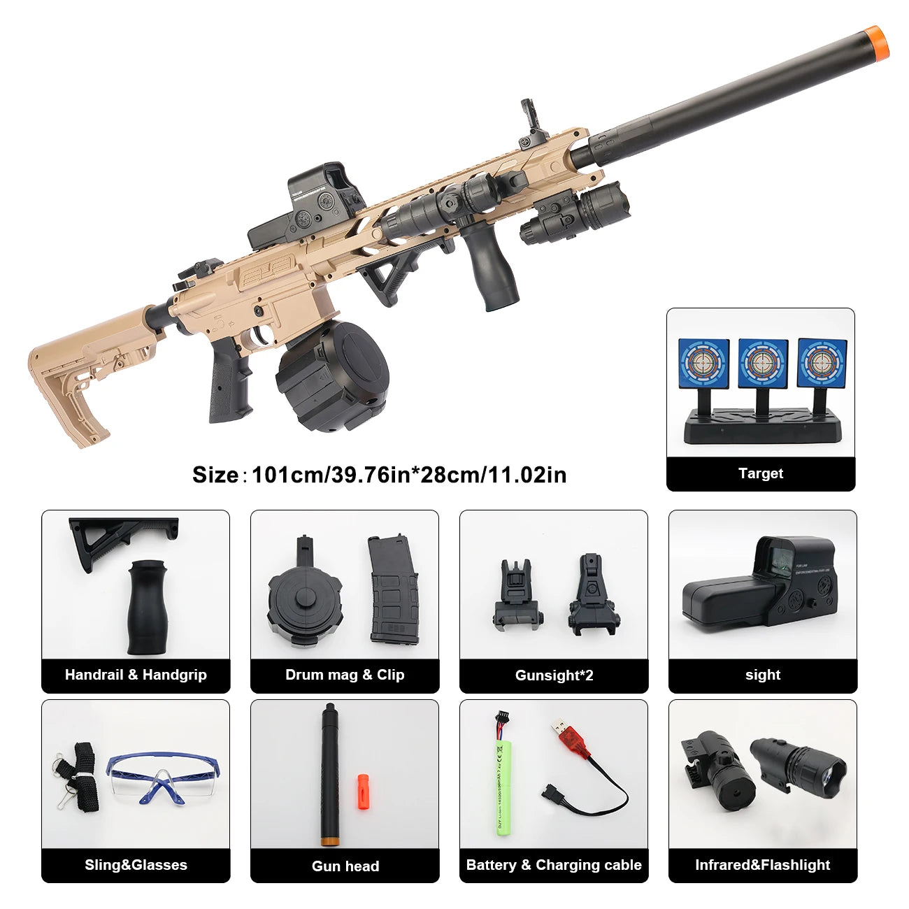 M416 Electric Gel Ball Blaster Toy Gun💦  [7.4v High Speed] | Auto + Manual Modes, Large Magazine