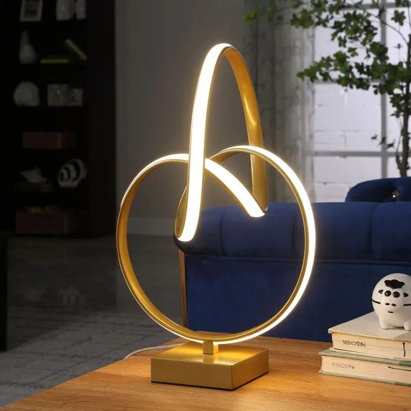 Abstract Infinity LED Table Lamp ✨💛 | Modern Twisted Light (Gold, 19”)