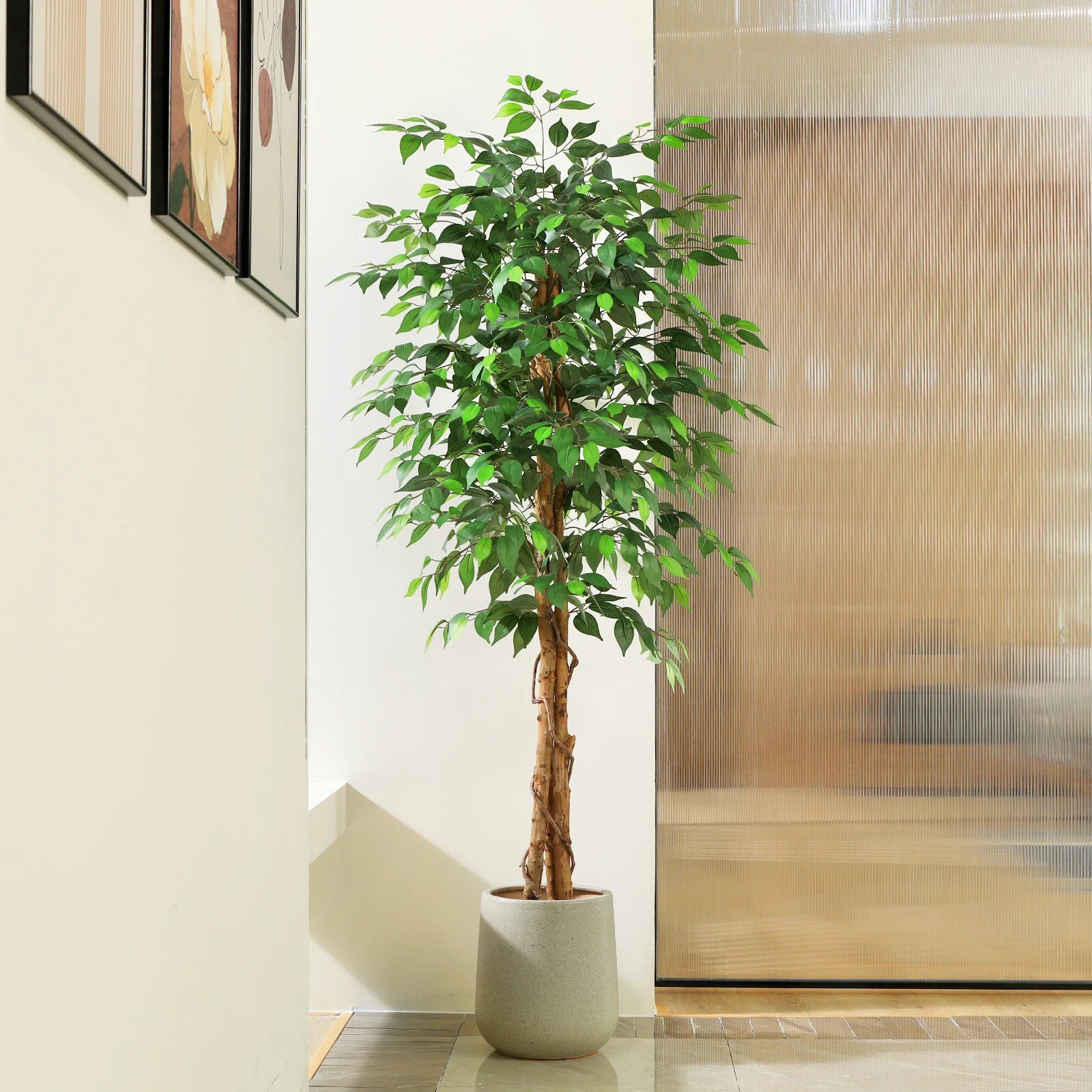 Artificial Ficus Tree w/ Curved Trunk 🌿✨ | Realistic Silk Faux Plant (4–7FT)
