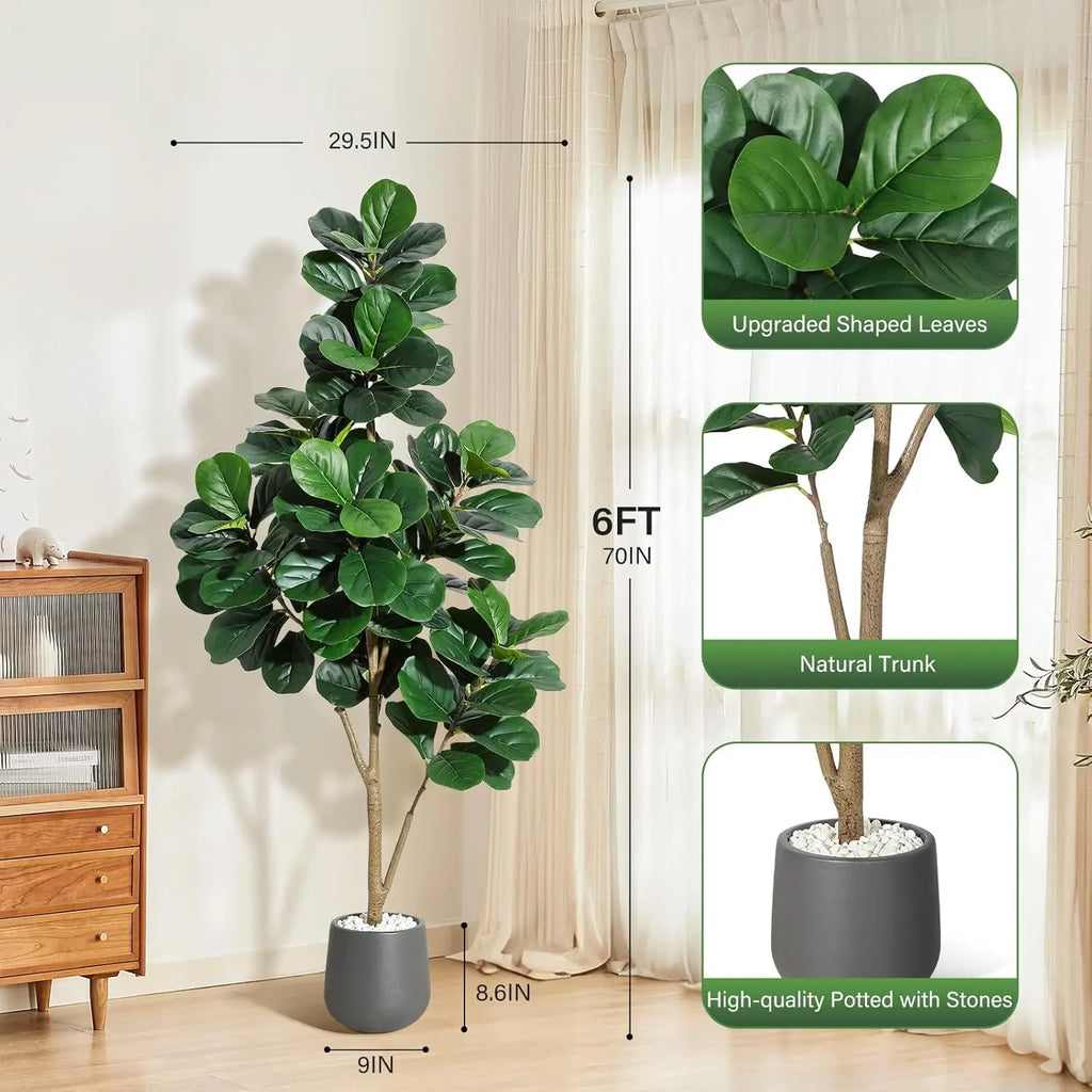 Artificial Fiddle Leaf Fig Tree 🌿✨ | Realistic Faux Ficus (4–7FT)