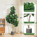 Artificial Fiddle Leaf Fig Tree 🌿✨ | Realistic Faux Ficus (4–7FT)