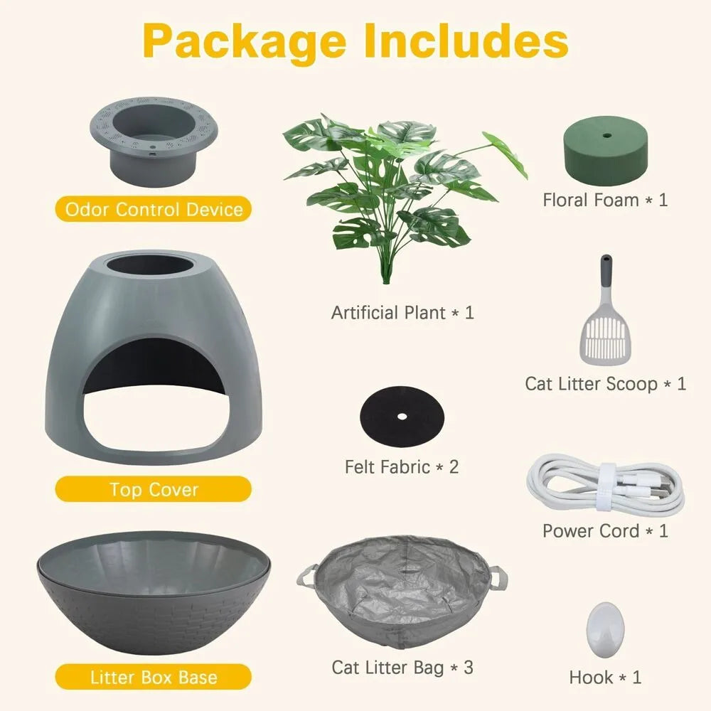 Egg-Shaped Smart Litter Box Planter 🌿🐱✨ | Odor Control Semi-Enclosed Cat Toilet