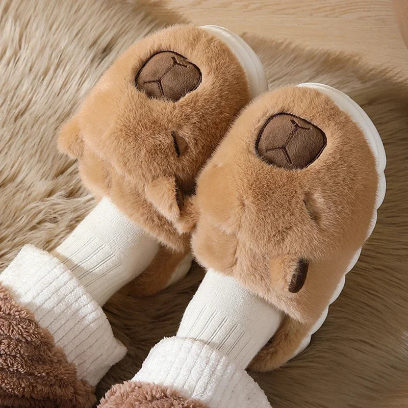 🦫✨ Cute Beaver Slippers – Soft & Cozy Unisex Home Slippers (Brown / Khaki)