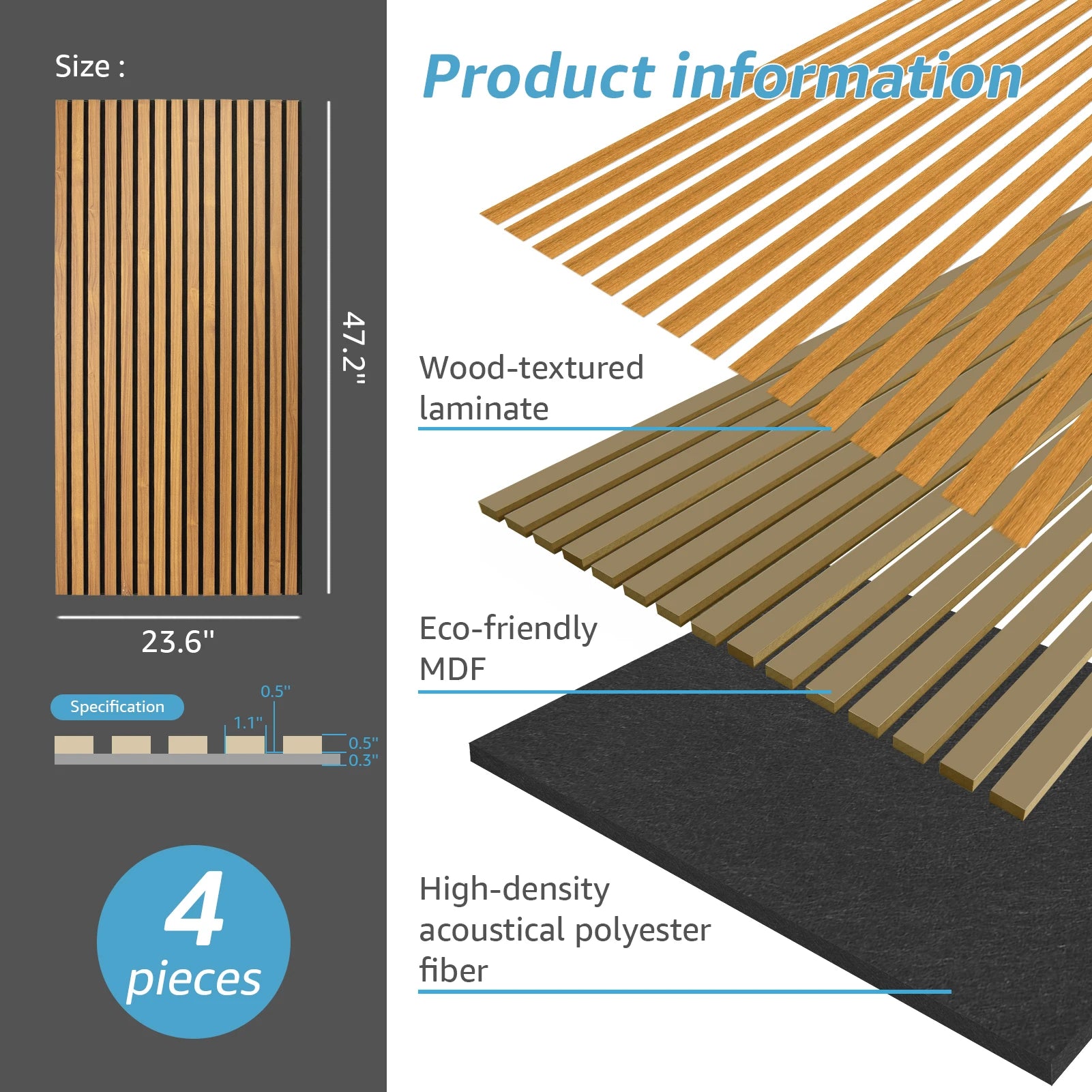 Art3D Walnut Slat Acoustic Wall Panel 🎙️🤎✨ | 3D Fluted Sound-Absorbing Wood Finish