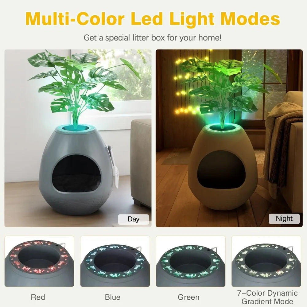 Egg-Shaped Smart Litter Box Planter 🌿🐱✨ | Odor Control Semi-Enclosed Cat Toilet