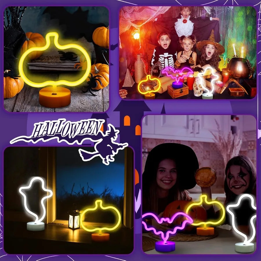 Halloween Neon Signs Set 🎃👻🦇 | 3PCS Bat + Pumpkin + Ghost (LED)