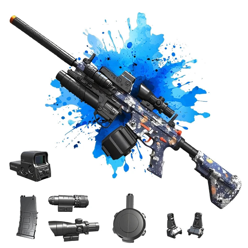 HK416-Style Gel Splatter Blaster Toy 💦🎯 | “Full Configuration” Outdoor Set + Safety Glasses
