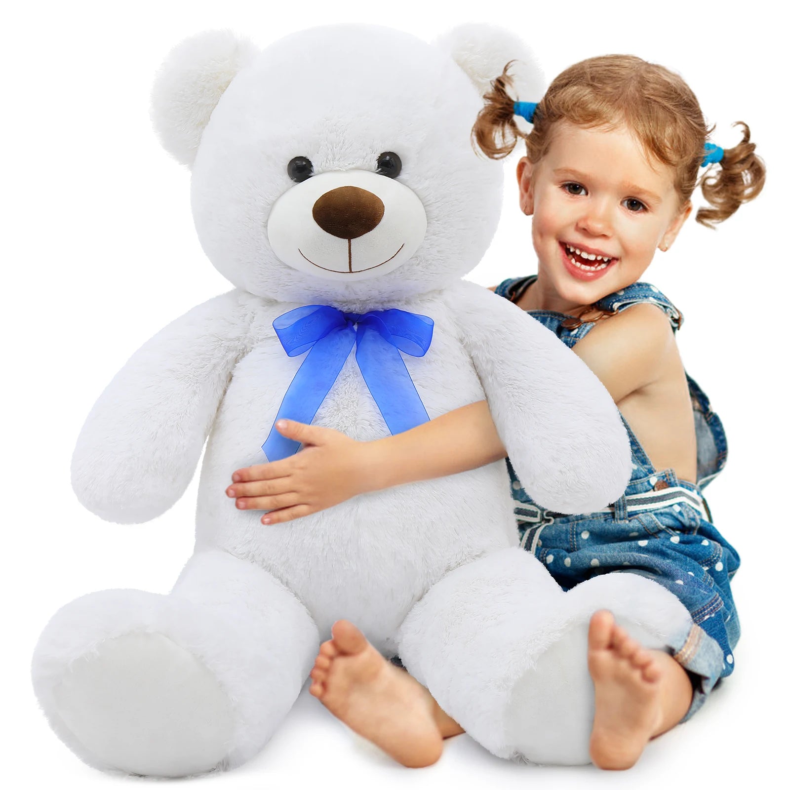 🧸🤍 White Teddy Bear Plush – 90 cm Soft & Cuddly Stuffed Toy
