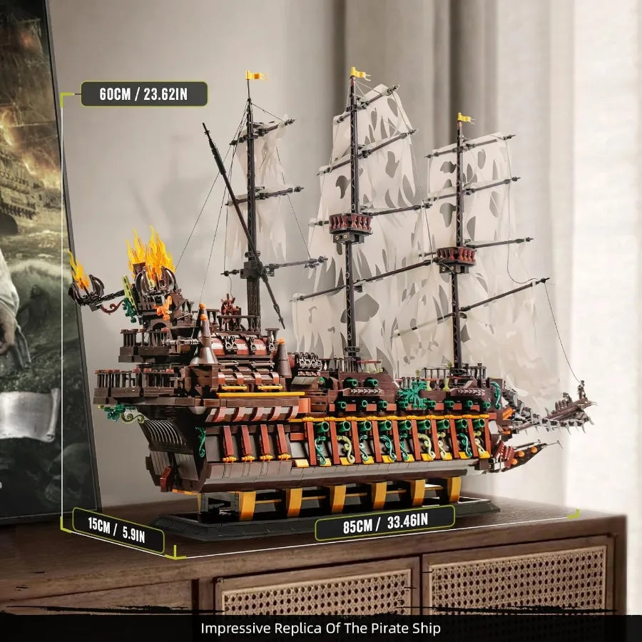 Flying Dutchman Pirate Ship Model 🏴‍☠️⛵✨ | Large Display Ship (85cm x 60cm)