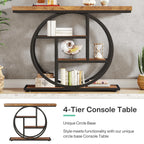 Modern 2-Ring Console Table ✨⭕ | 2-Tier Shelves + Wood Top (5 Colors)