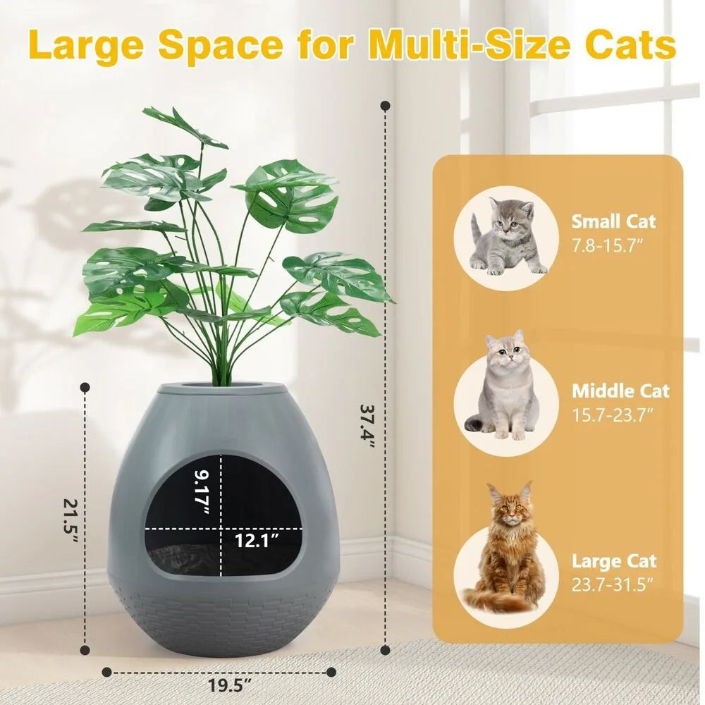 Egg-Shaped Smart Litter Box Planter 🌿🐱✨ | Odor Control Semi-Enclosed Cat Toilet