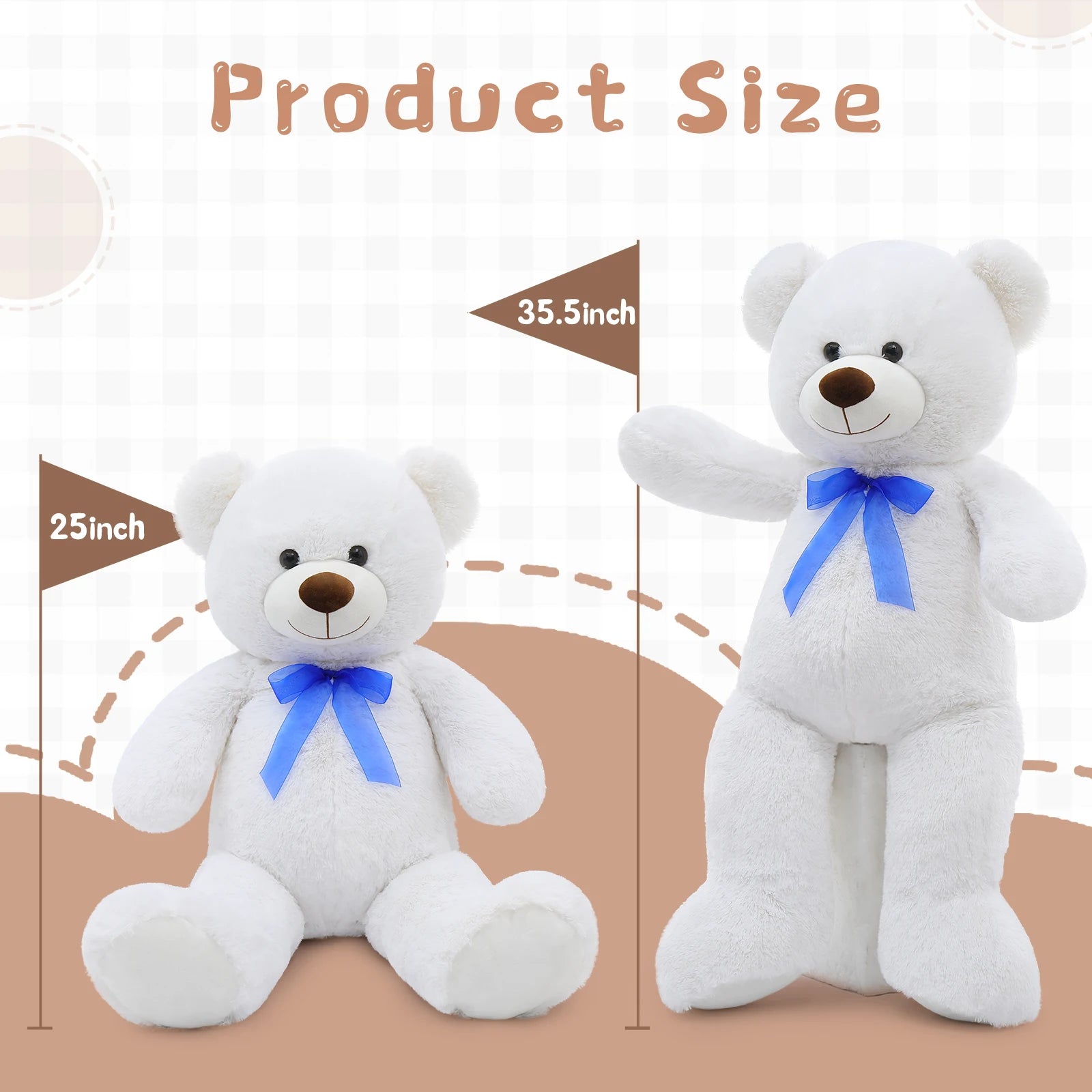🧸🤍 White Teddy Bear Plush – 90 cm Soft & Cuddly Stuffed Toy