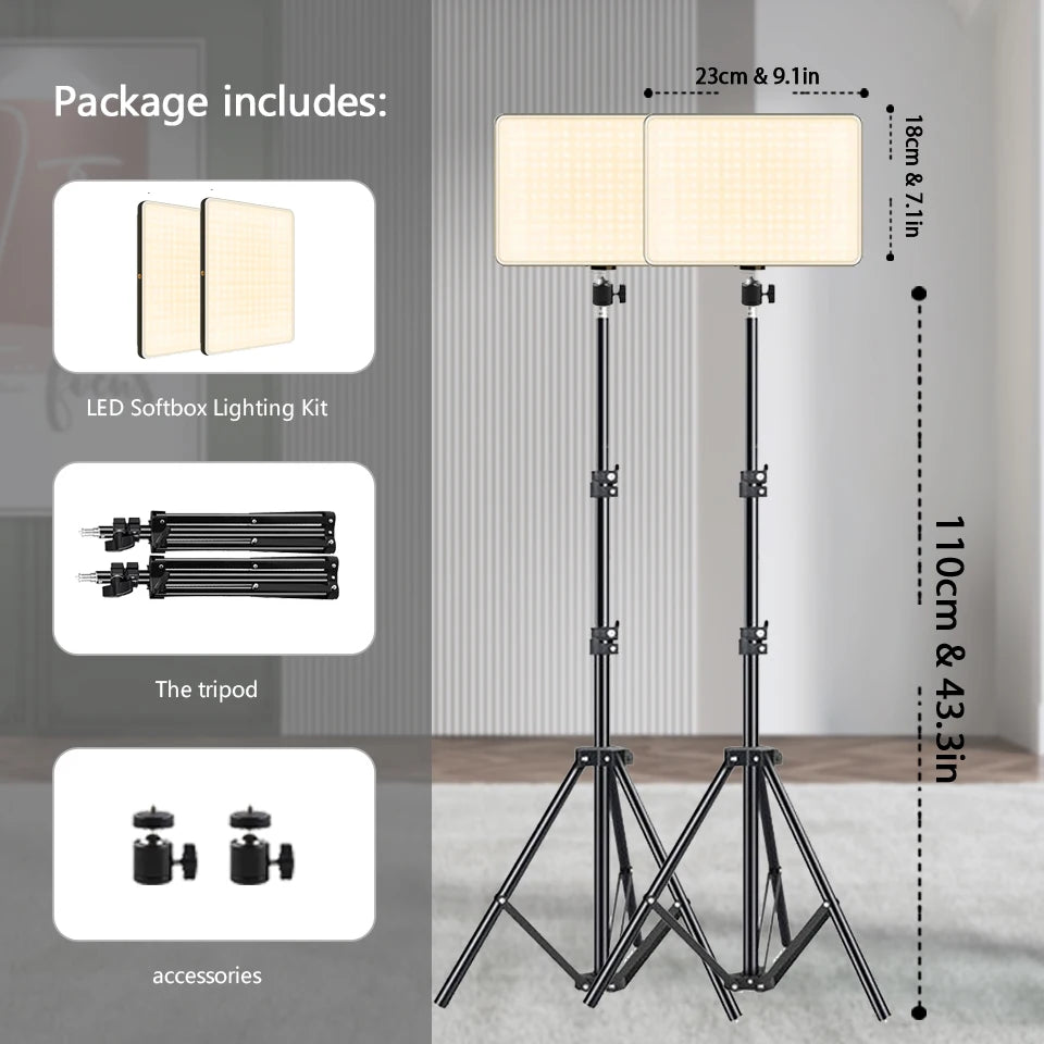 LED Video Light Kit w/ Tripod 🎥✨ | Selfie + Studio Light for TikTok, Zoom & Streaming (1 or 2 Pack)