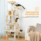 Large Cat Tree Tower 🐱🏡 | Scratching Posts + Hammock + Toys (136/164/184cm)