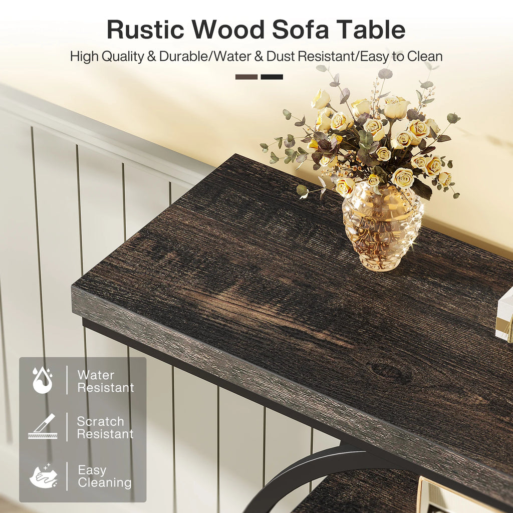 Modern 2-Ring Console Table ✨⭕ | 2-Tier Shelves + Wood Top (5 Colors)