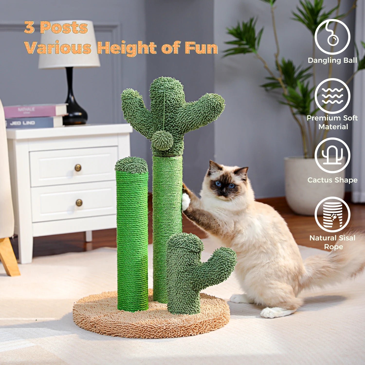 Cactus Cat Scratching Post 🌵🐱✨ | 2 Sizes (M/L) + 2 Colors