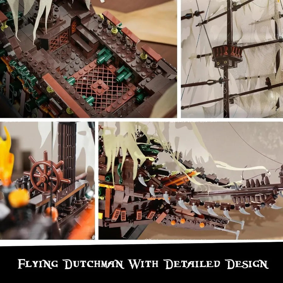 Flying Dutchman Pirate Ship Model 🏴‍☠️⛵✨ | Large Display Ship (85cm x 60cm)