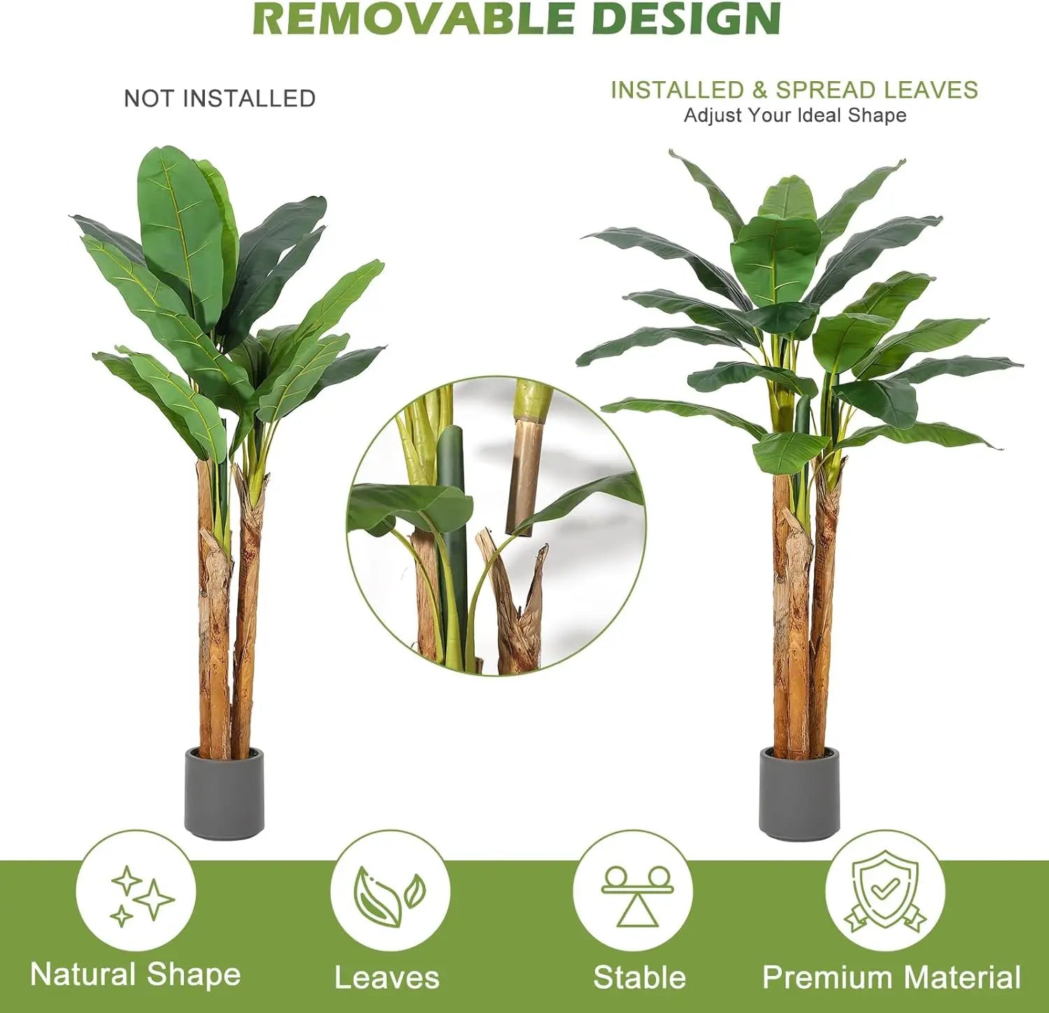Artificial Banana Tree 🌿🍌 | 11 Leaves + Planter (5–7FT) Home/Office Decor