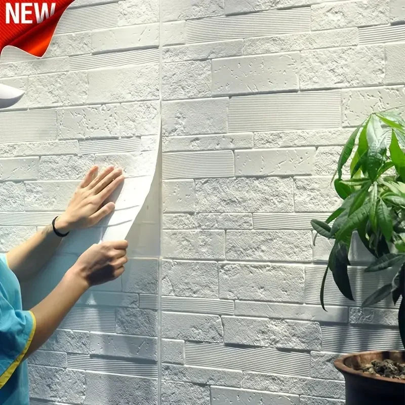 3D Waterproof Peel & Stick Wall Tiles 🤍🧱 | White Brick (35×35cm)