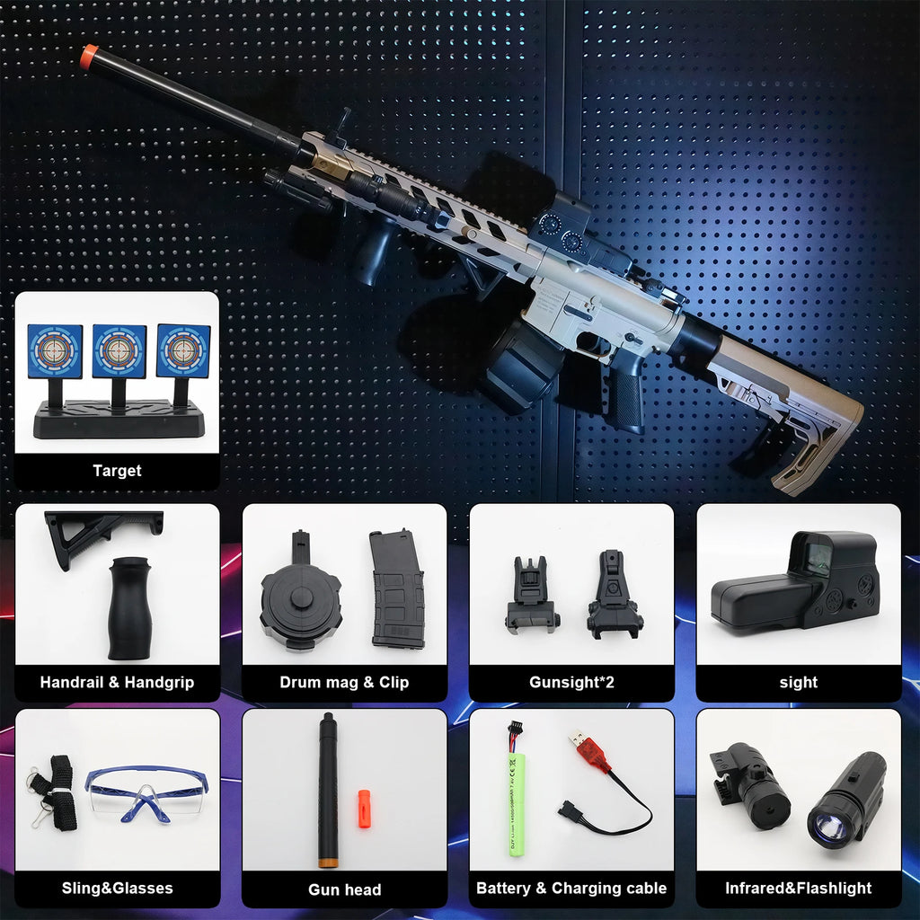 M416 Electric Gel Ball Blaster Toy Gun💦  [7.4v High Speed] | Auto + Manual Modes, Large Magazine