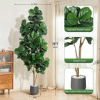 Artificial Fiddle Leaf Fig Tree 🌿✨ | Realistic Faux Ficus (4–7FT)
