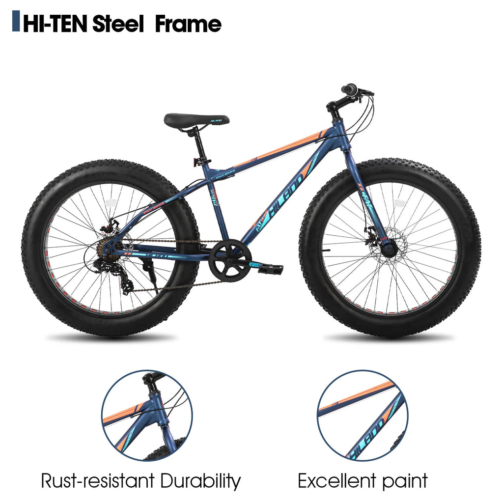 🚲 Fat Tire Mountain Bike – Shimano 7-Speed, Dual Disc Brakes (20” / 24” / 26”)