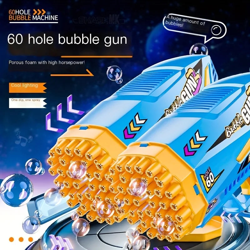 60-Hole Bubble Blaster 🫧🚀✨ | Super High-Power Bubble Gun (Blue/Purple)