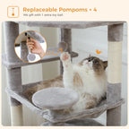 Large Cat Tree Tower 🐱🏡 | Scratching Posts + Hammock + Toys (136/164/184cm)