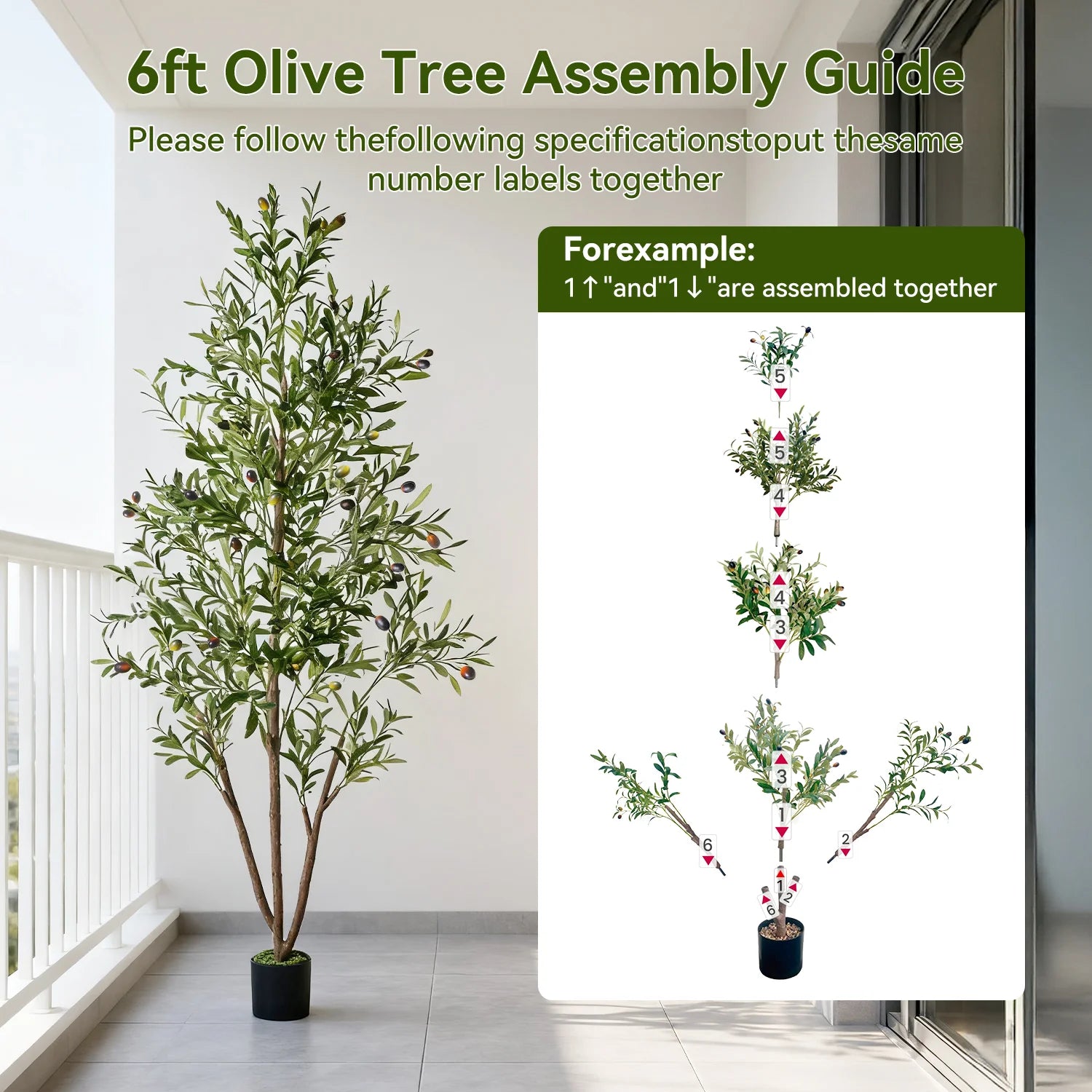 7FT Artificial Olive Tree 🌿🫒 | Anti-Tip Stable Faux Plant