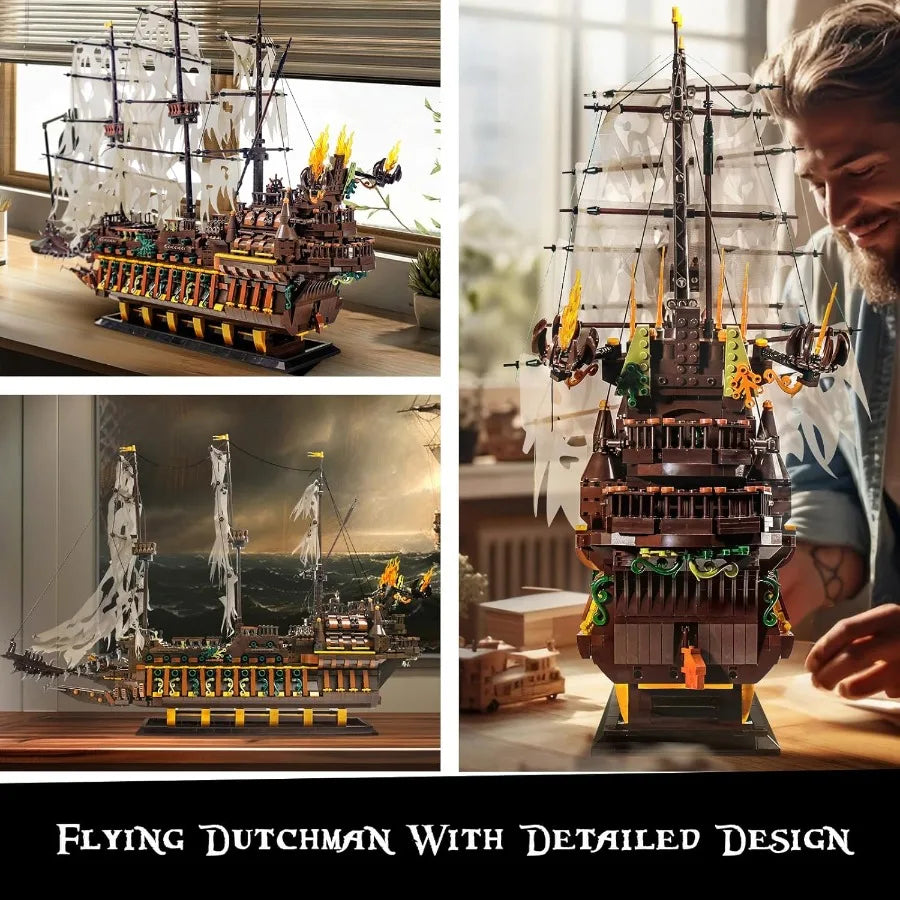 Flying Dutchman Pirate Ship Model 🏴‍☠️⛵✨ | Large Display Ship (85cm x 60cm)