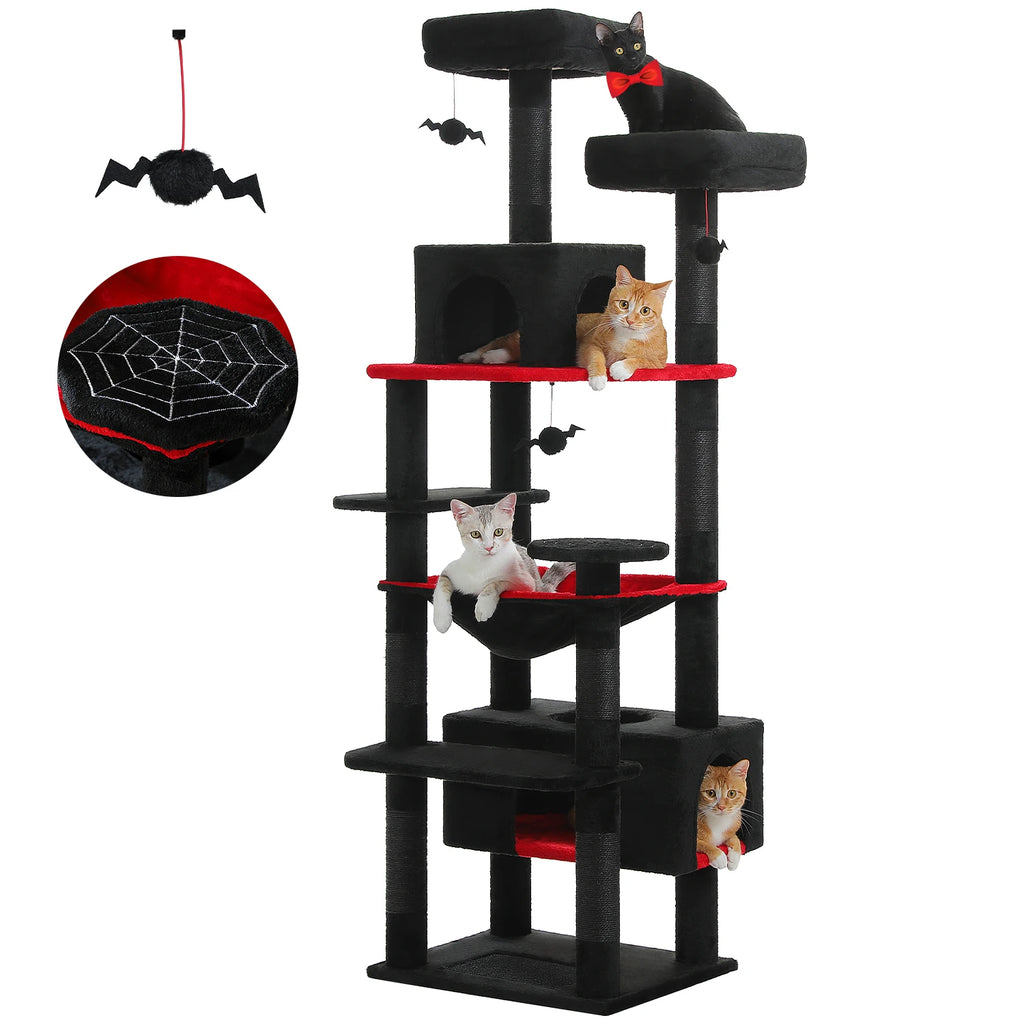 Large Cat Tree Tower 🐱🏡 | Scratching Posts + Hammock + Toys (136/164/184cm)