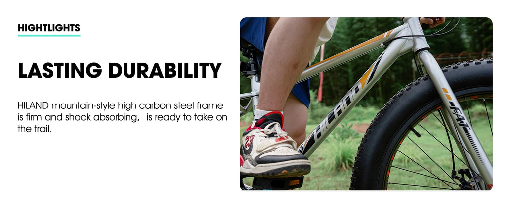 🚲 Fat Tire Mountain Bike – Shimano 7-Speed, Dual Disc Brakes (20” / 24” / 26”)