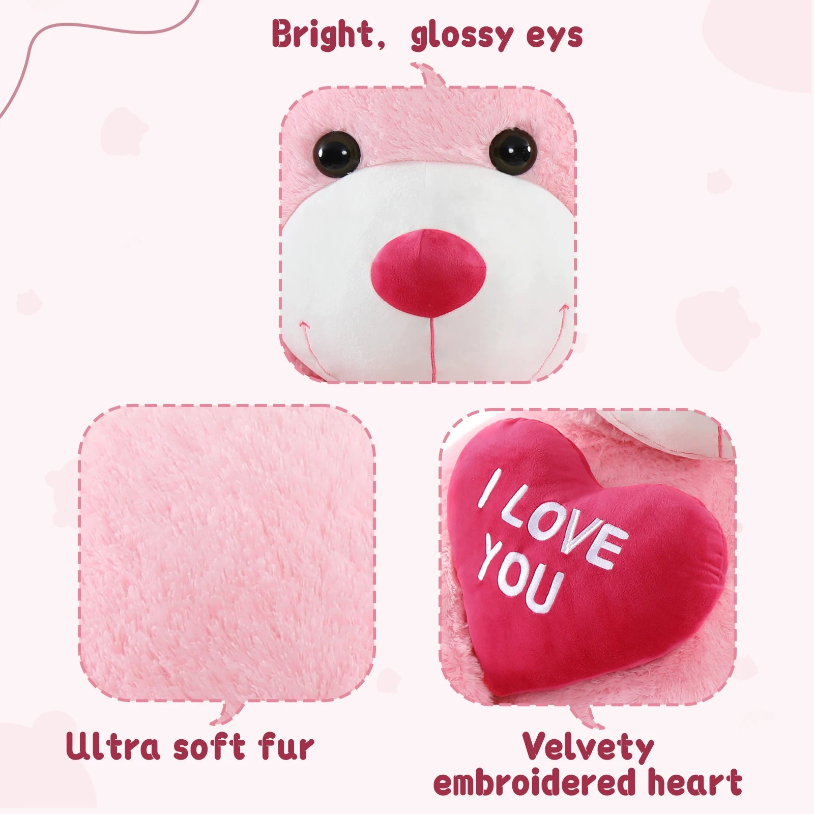 🧸💗 Giant Pink Teddy Bear 130 cm – Sitting Plush with “I Love You” Heart