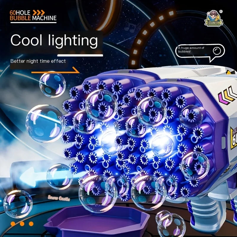 60-Hole Bubble Blaster 🫧🚀✨ | Super High-Power Bubble Gun (Blue/Purple)