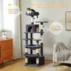 Large Cat Tree Tower 🐱🏡 | Scratching Posts + Hammock + Toys (136/164/184cm)