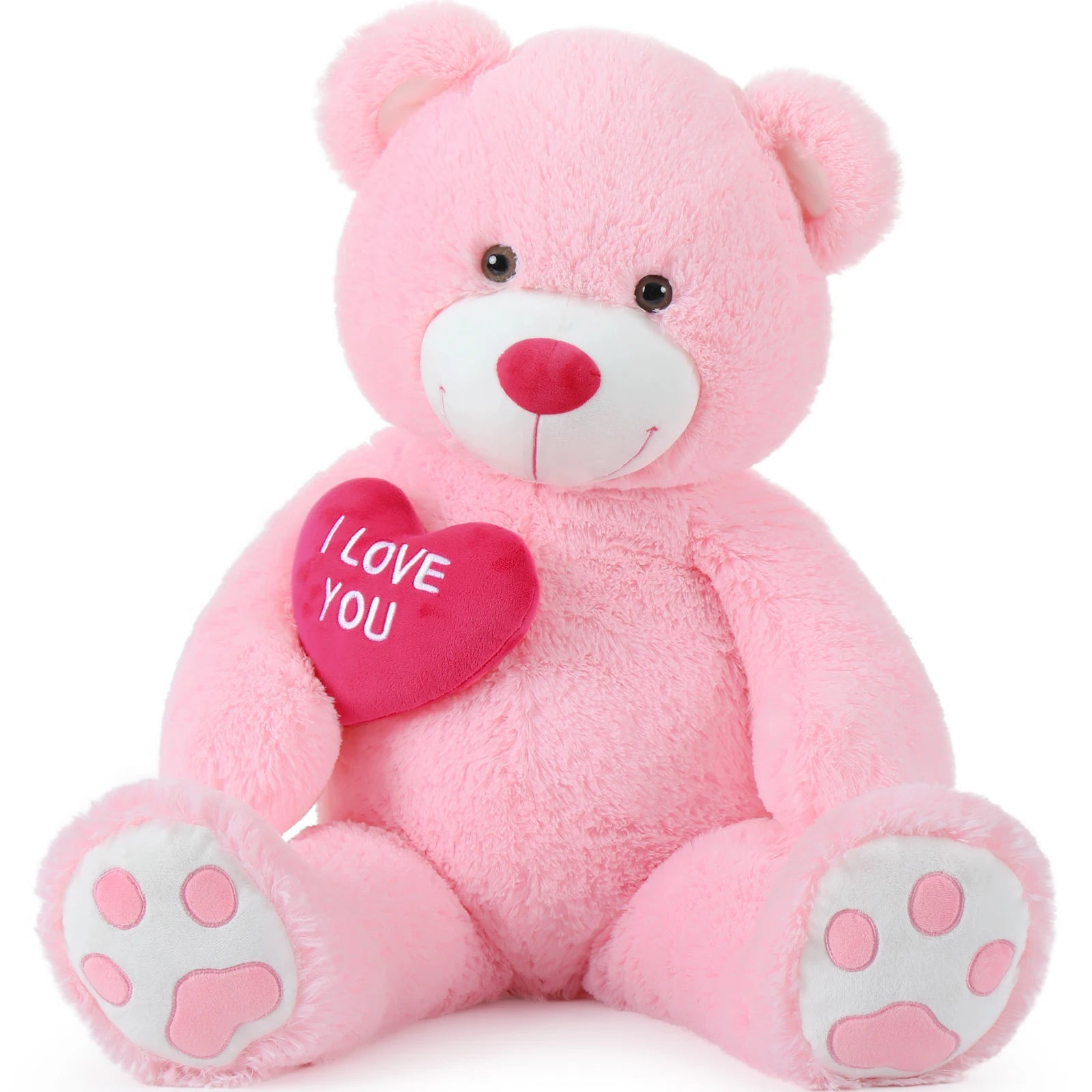 🧸💗 Giant Pink Teddy Bear 130 cm – Sitting Plush with “I Love You” Heart