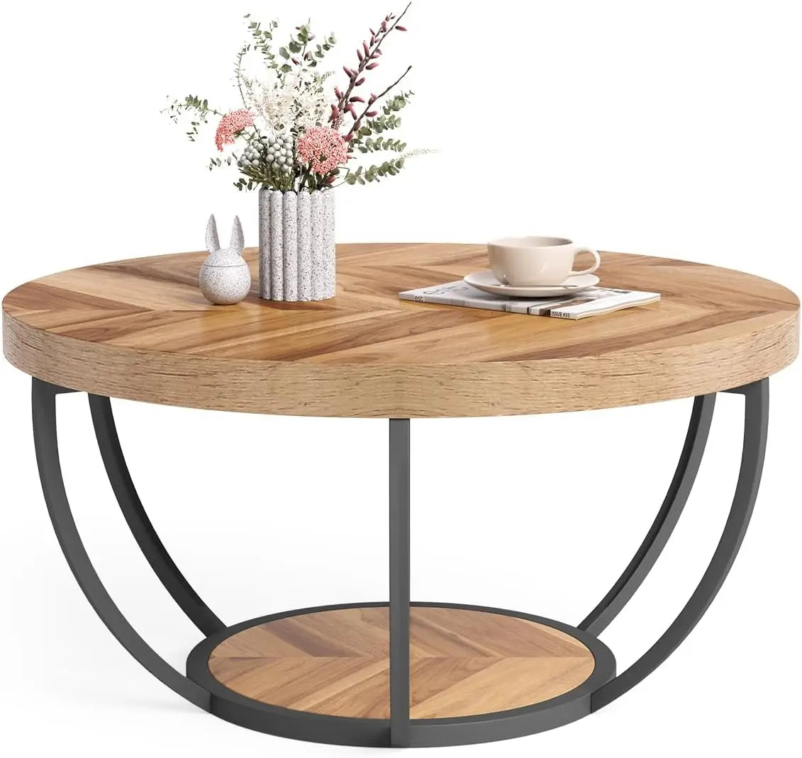 32” Round Coffee Table ✨🟤⚫ | Modern Living Room Centerpiece (4 Colors)