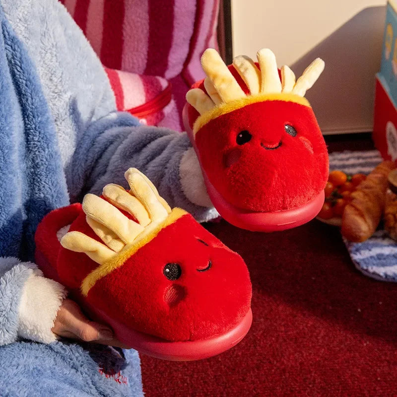 🍔🍟😆 Funny Food Slippers – Bao/Baosi, Fries Bag & Snack Faces (Unisex Indoor Slippers)
