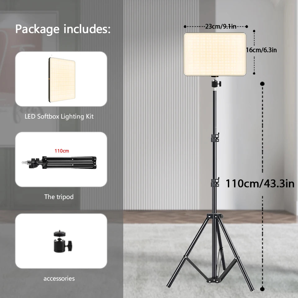 LED Video Light Kit w/ Tripod 🎥✨ | Selfie + Studio Light for TikTok, Zoom & Streaming (1 or 2 Pack)
