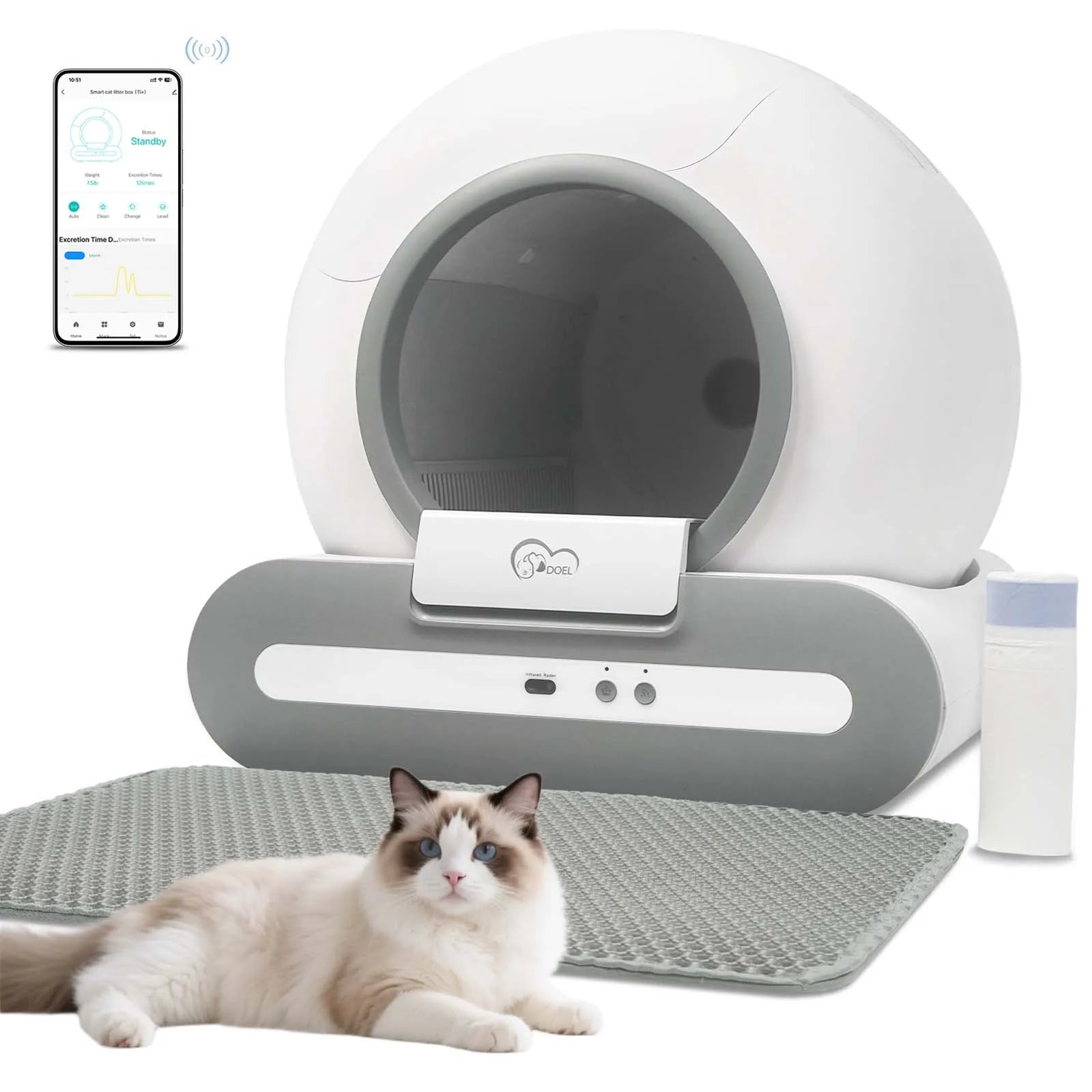65L Self-Cleaning Smart Litter Box 🚀🐱✨ | App Control + Auto Scooping (2.4G WiFi)