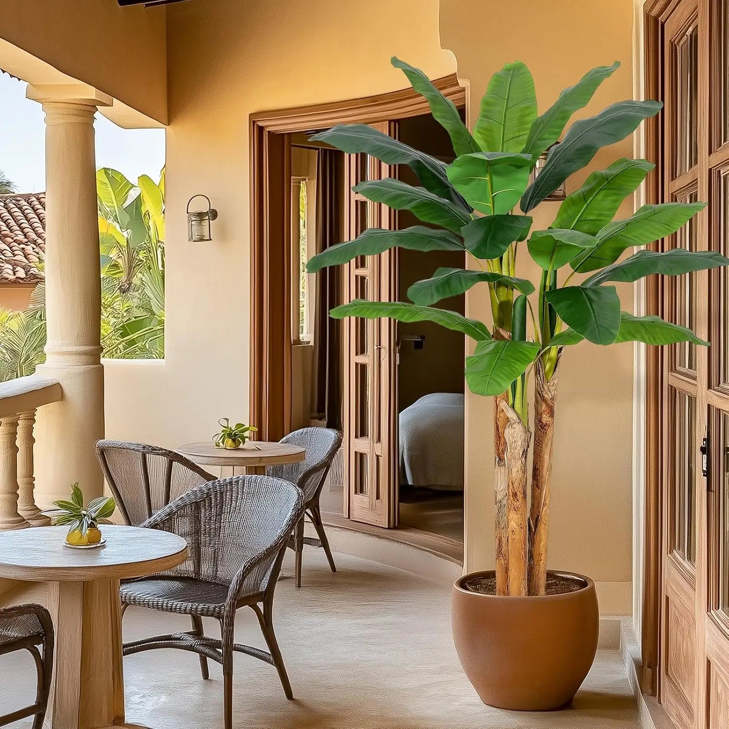 Artificial Banana Tree 🌿🍌 | 11 Leaves + Planter (5–7FT) Home/Office Decor