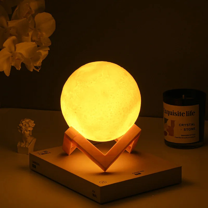 8cm Mini Moon Lamp 🌙✨ | LED Night Light (Yellow / Color / White) Gift Idea 🎁